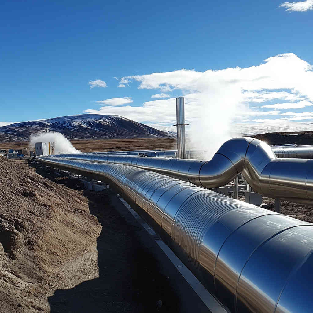 Stainless steel pipes in a geothermal power plant