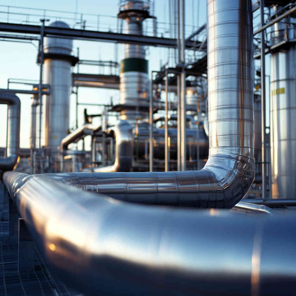 Stainless steel pipes in a petroleum refinery