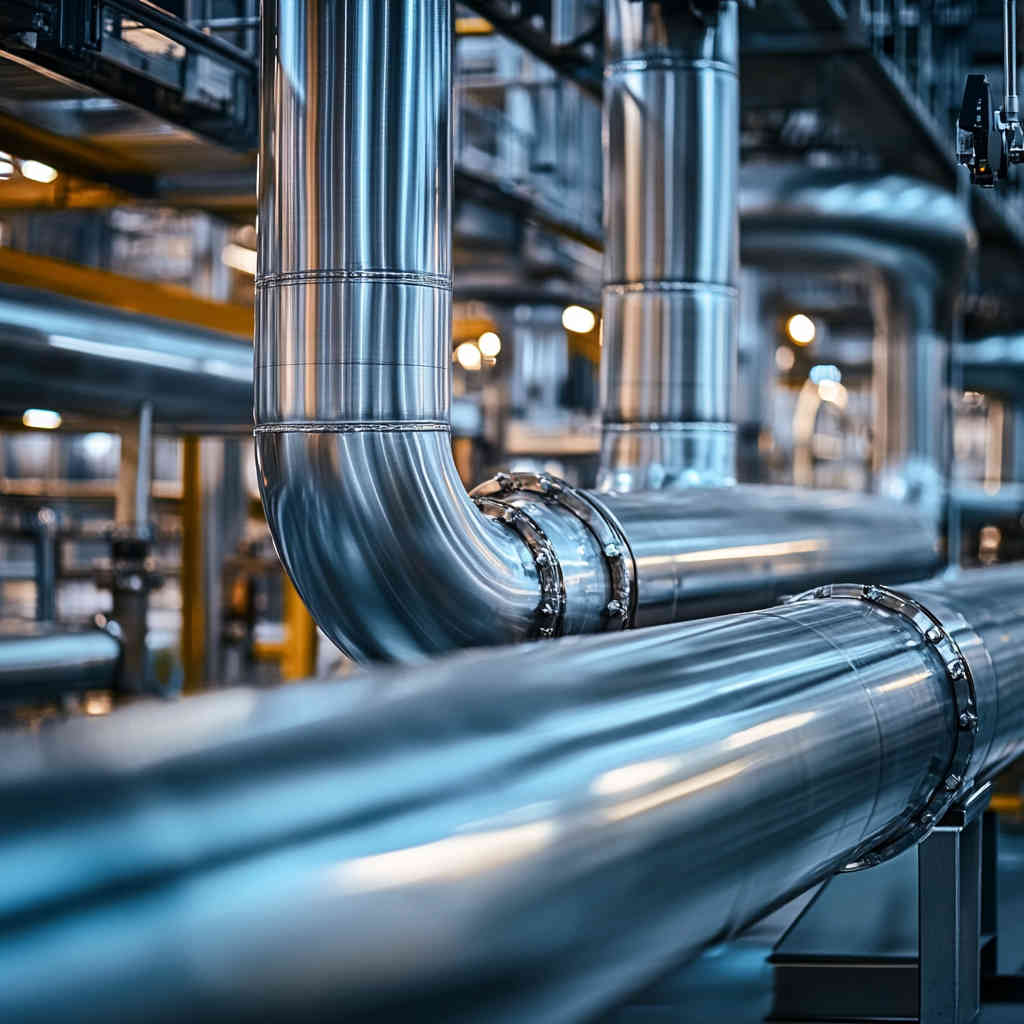 Stainless steel pipes in a chemical processing plant