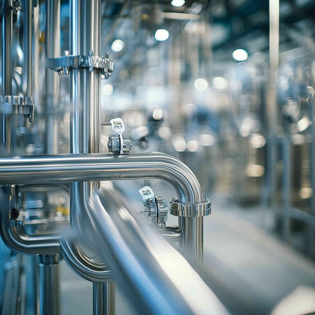 Stainless steel tubing in a pharmaceutical manufacturing facility