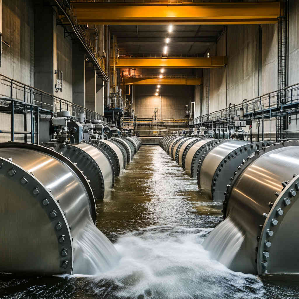 Stainless steel pipes in a hydroelectric power station